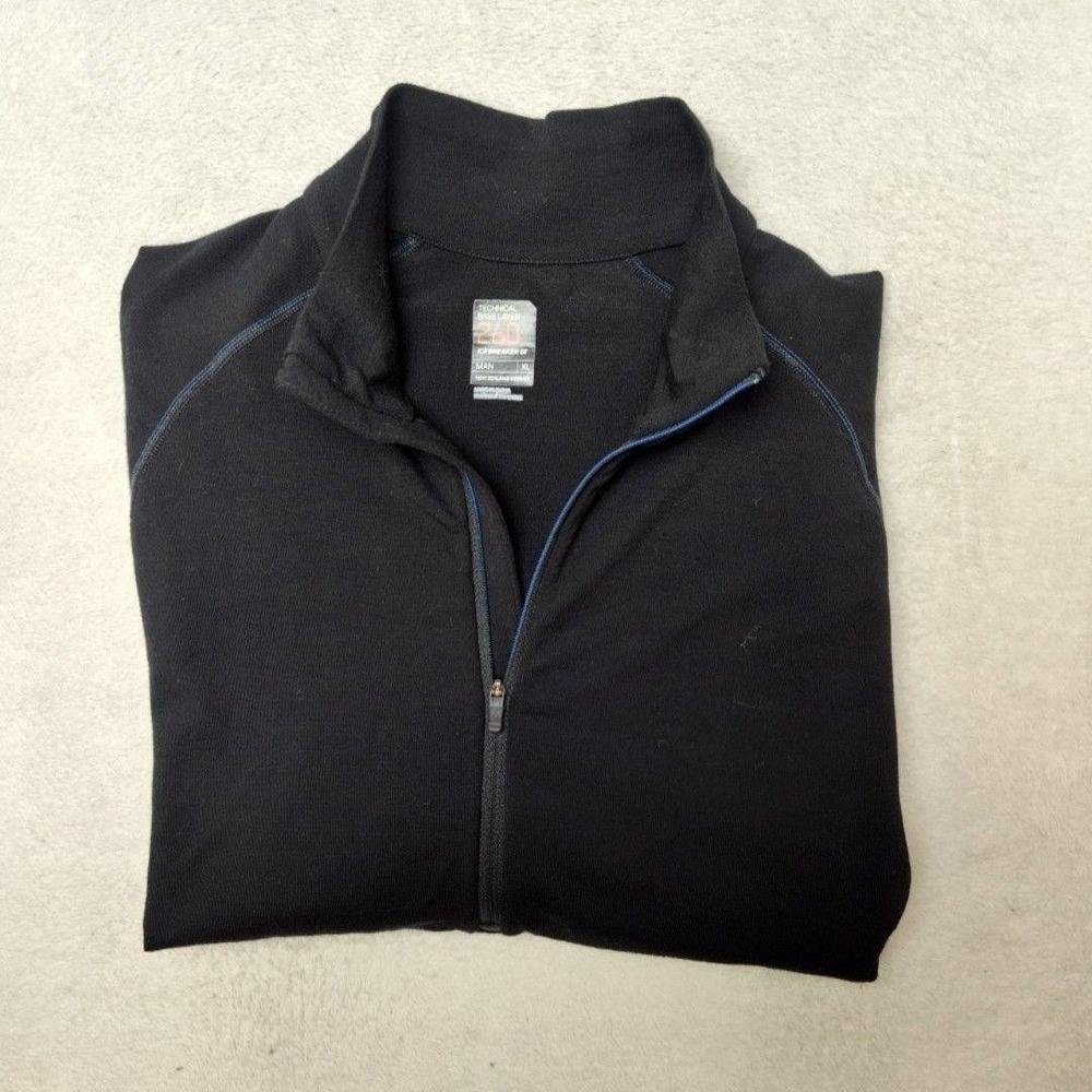 Icebreaker Shirt Mens XL Black 1/2 Zip Merino Baselayer Thermal 260 Breathable